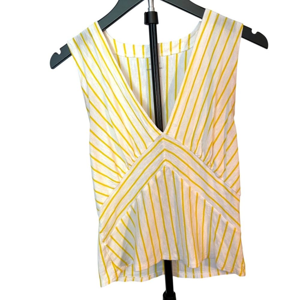 Banana Republic Tank Top - Yellow White Stripe - Casual Classic Fitted Sz Small